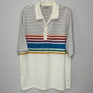 Hobie Men’s Shot Sleeve White Polo with Stripes 2XT
